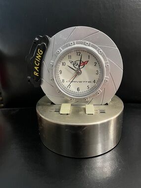 Racing Desk Clock in Silver and Black